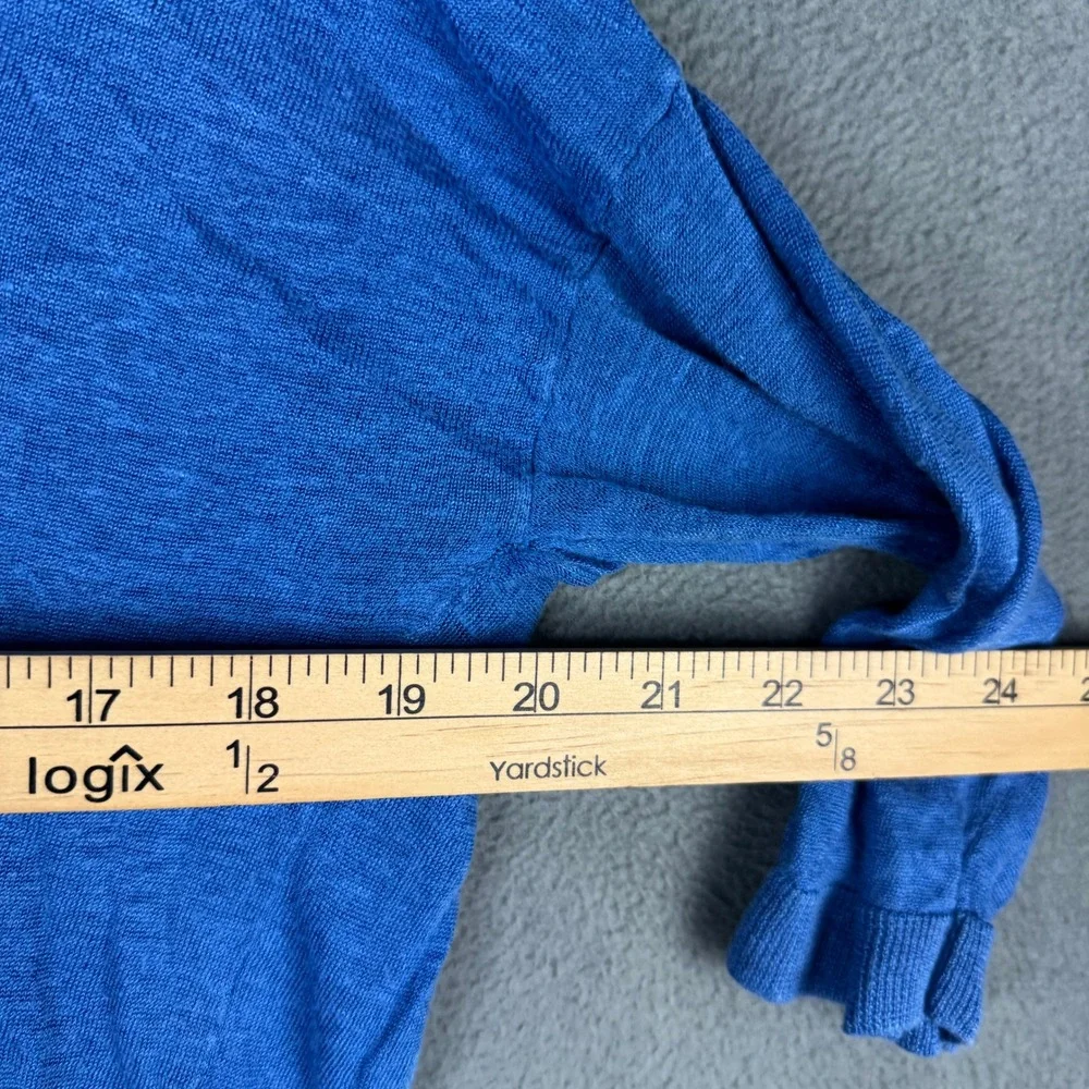 Theory Beylor C Sag Harbor Linen Blend Knit Top Blue 3/4 Sleeve Small F0313714